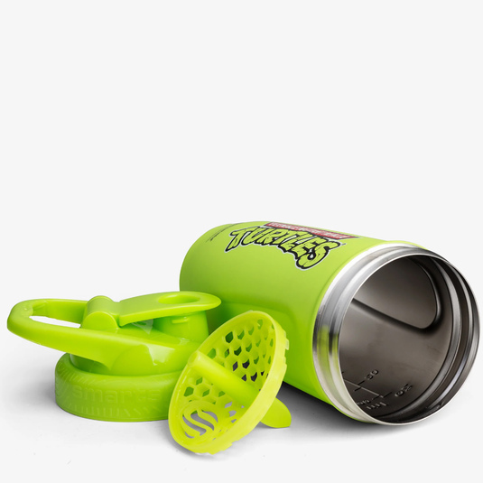Smartshake Reforce Stainless Steel - Teenage Mutant Ninja Turtles - green liegend mit Sieb und Deckel