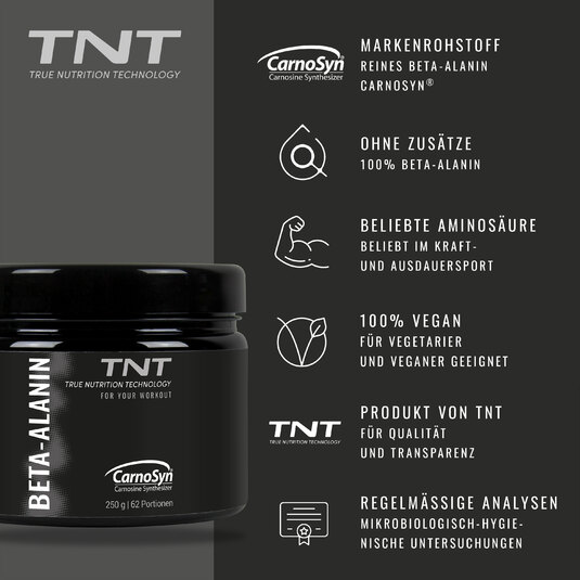 Alle Vorteile von TNT Beta Alanin auf einen Blick
