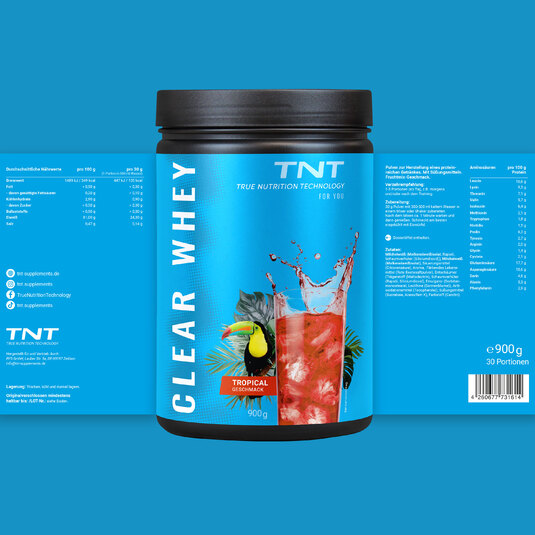 TNT Clear Whey Isolate - Tropcial - Dose und Etikett