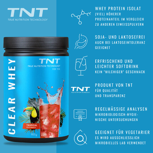 TNT Clear Whey Isolate - Tropcial - Vorteile auf einen Blick