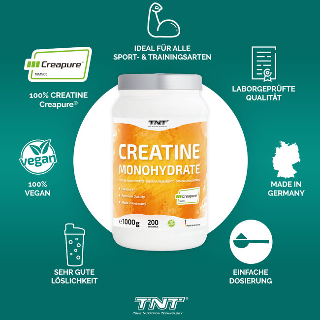 TNT Creatine Monohydrate Creapure - 1000g - Vorteile