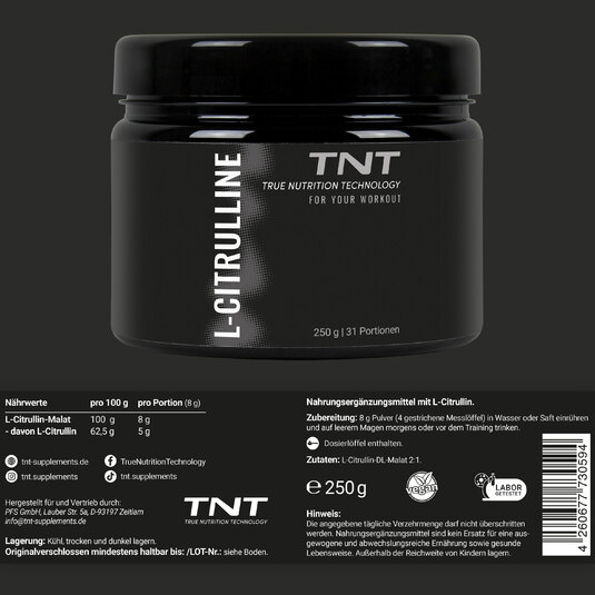 TNT L-Citrulline Dose mit Etikett