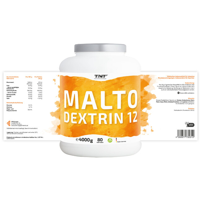 TNT Maltodextrin 12 - 4000g Dose Etikett