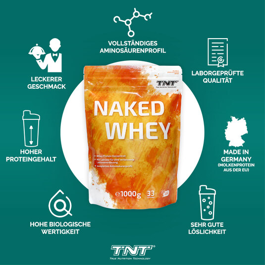 Alle Vorteile von TNT Naked Whey auf einen Blick