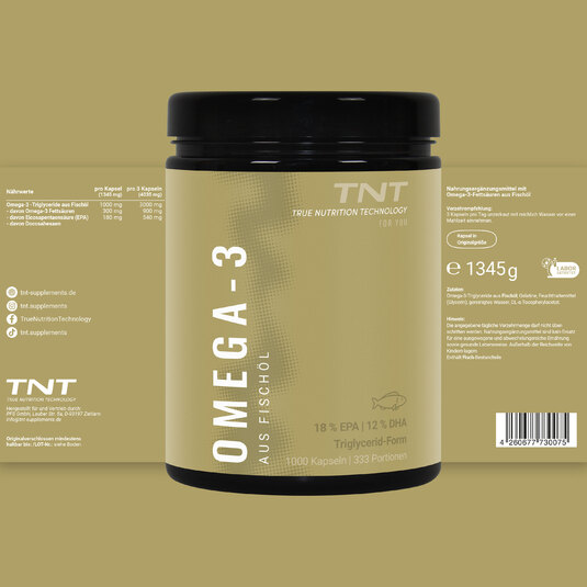 TNT Omega-3 Fischl - 1000 Kapseln Etikett