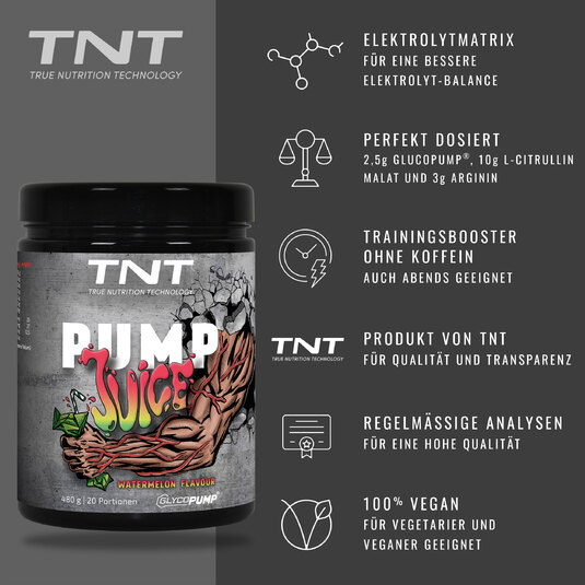 Alle Vorteile von TNT Pump Juice auf einen Blick - Geschmack Watermelon