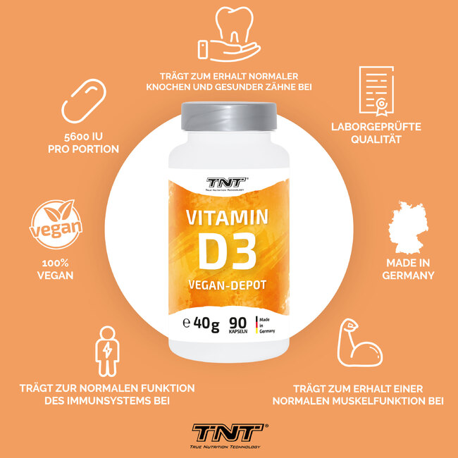 TNT Vitamin D3 Vegan-Depot A+ Bilder 90 Kapseln