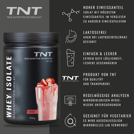 TNT Whey Protein Isolate Strawberry - Vorteile auf einen Blick
