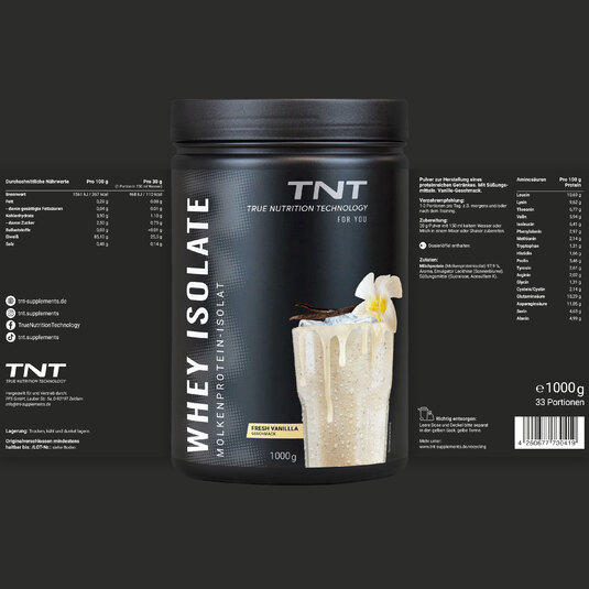 TNT Whey Isolate - Fresh Vanilla - Etikett mit Nhrwertangaben