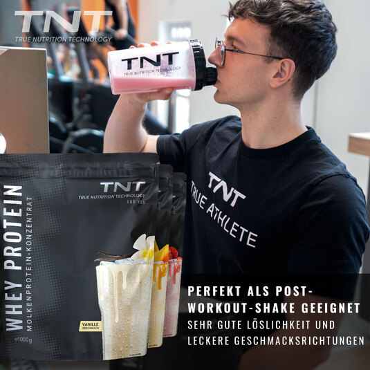 Sportler mit TNT Whey als Post-Workout-Shake