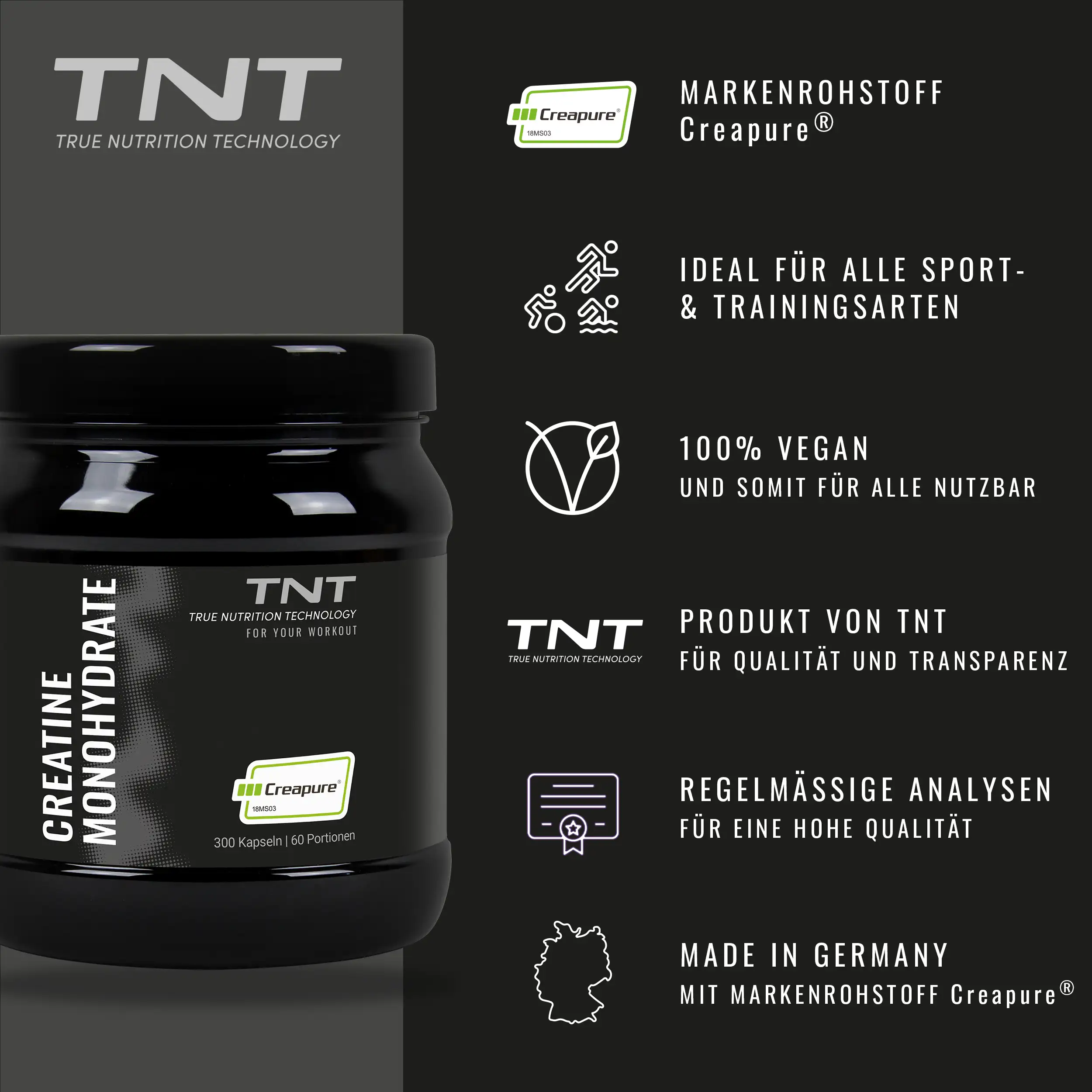 Die Vorteile von TNT Creatine Kapseln auf einen Blick